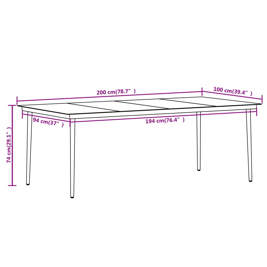 Set da Pranzo da Giardino 9 pz Marrone - homemem39