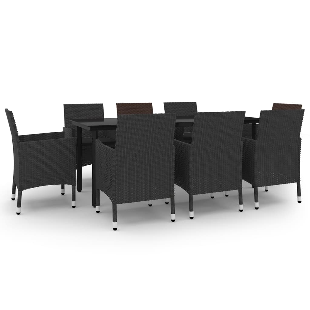 Set da Pranzo da Giardino e Cuscini 9 pz in Polyrattan e Vetro - homemem39