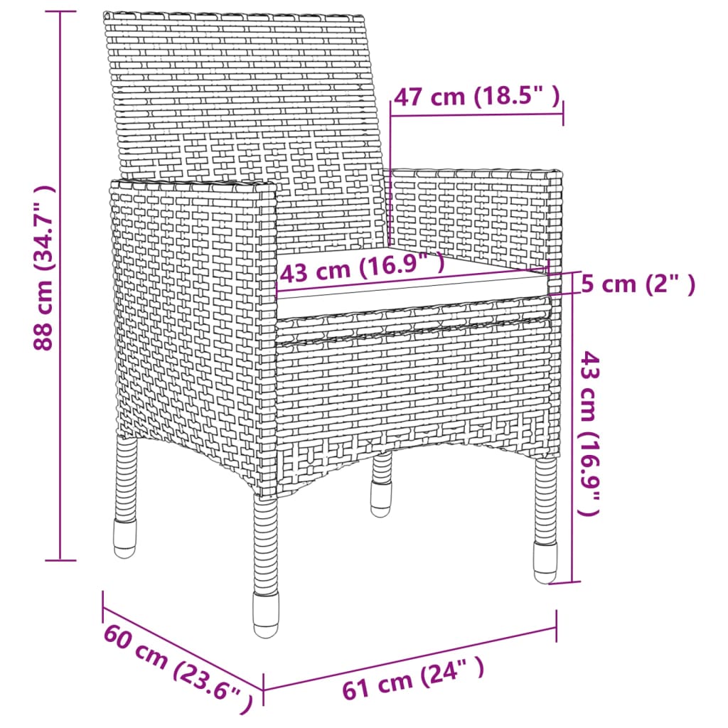 Set da Pranzo da Giardino e Cuscini 9 pz in Polyrattan e Vetro - homemem39