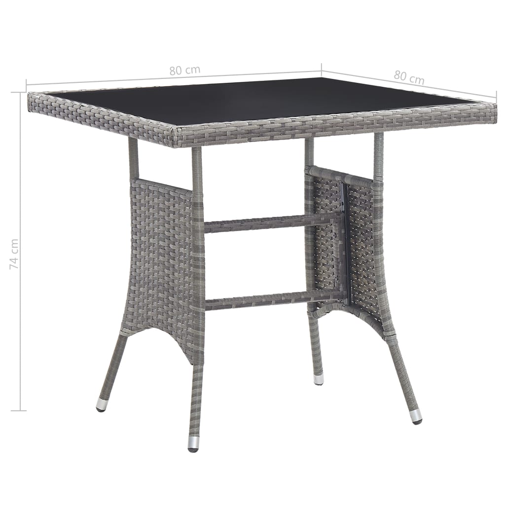 Tavolo da Giardino Grigio 80x80x74 cm in Polyrattan | homemem39