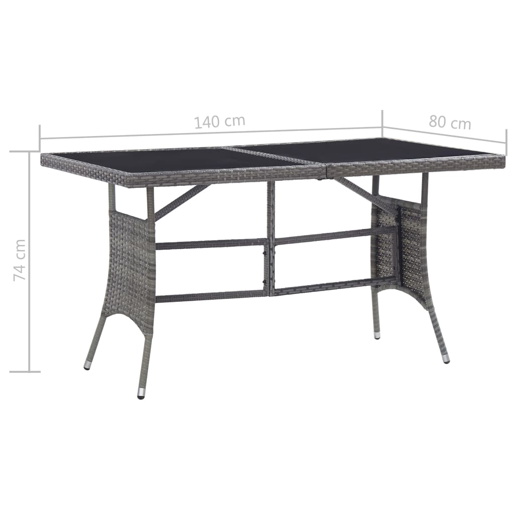 Tavolo da Giardino Grigio 140x80x74 cm in Polyrattan | homemem39