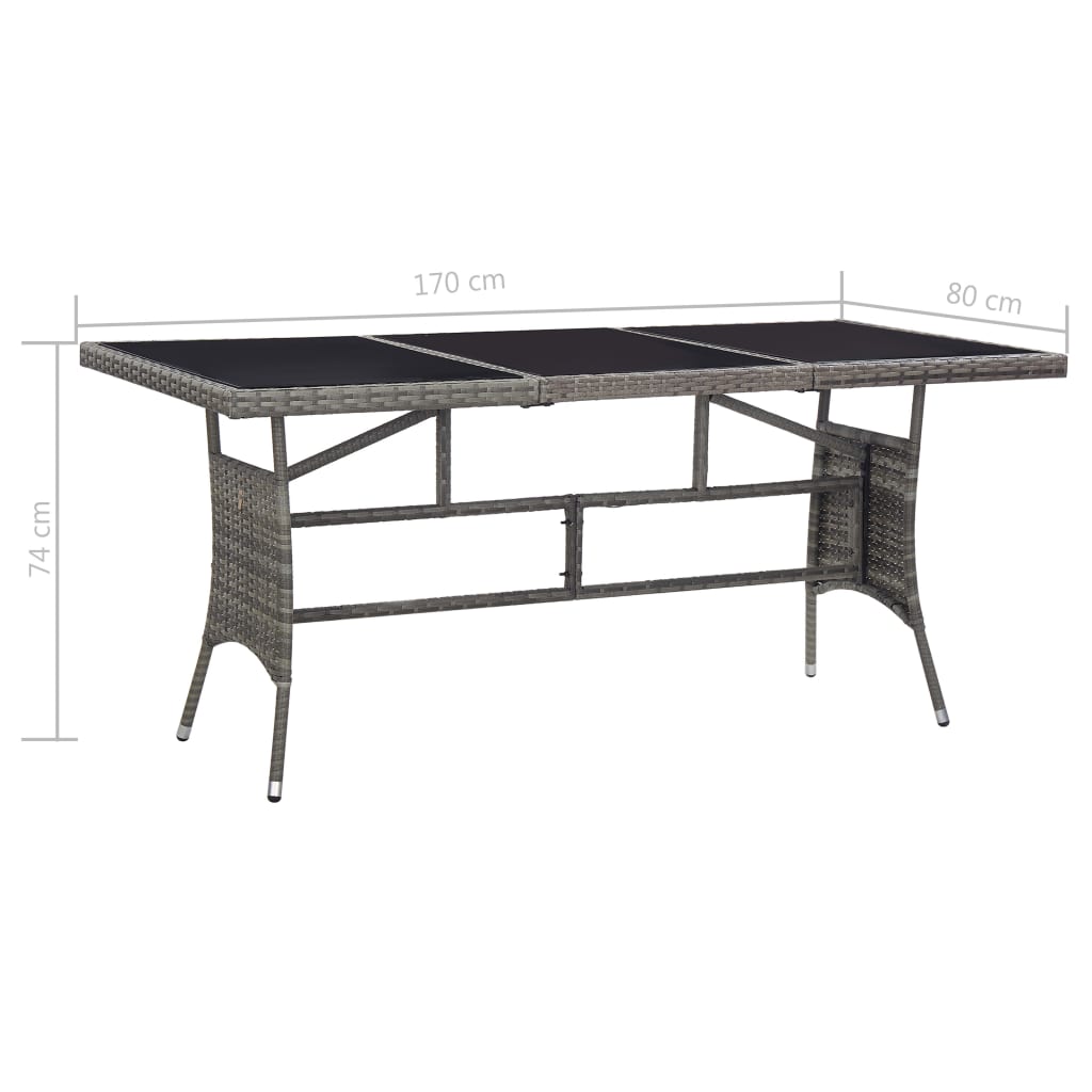 Tavolo da Giardino Grigio 170x80x74 cm in Polyrattan | homemem39