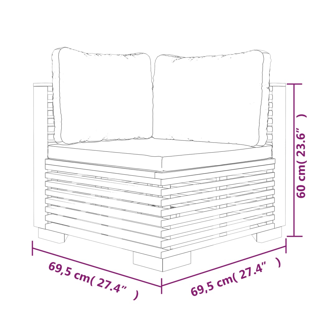 Set Divani da Giardino 3 pz con Cuscini Legno Massello di Teak | homemem39