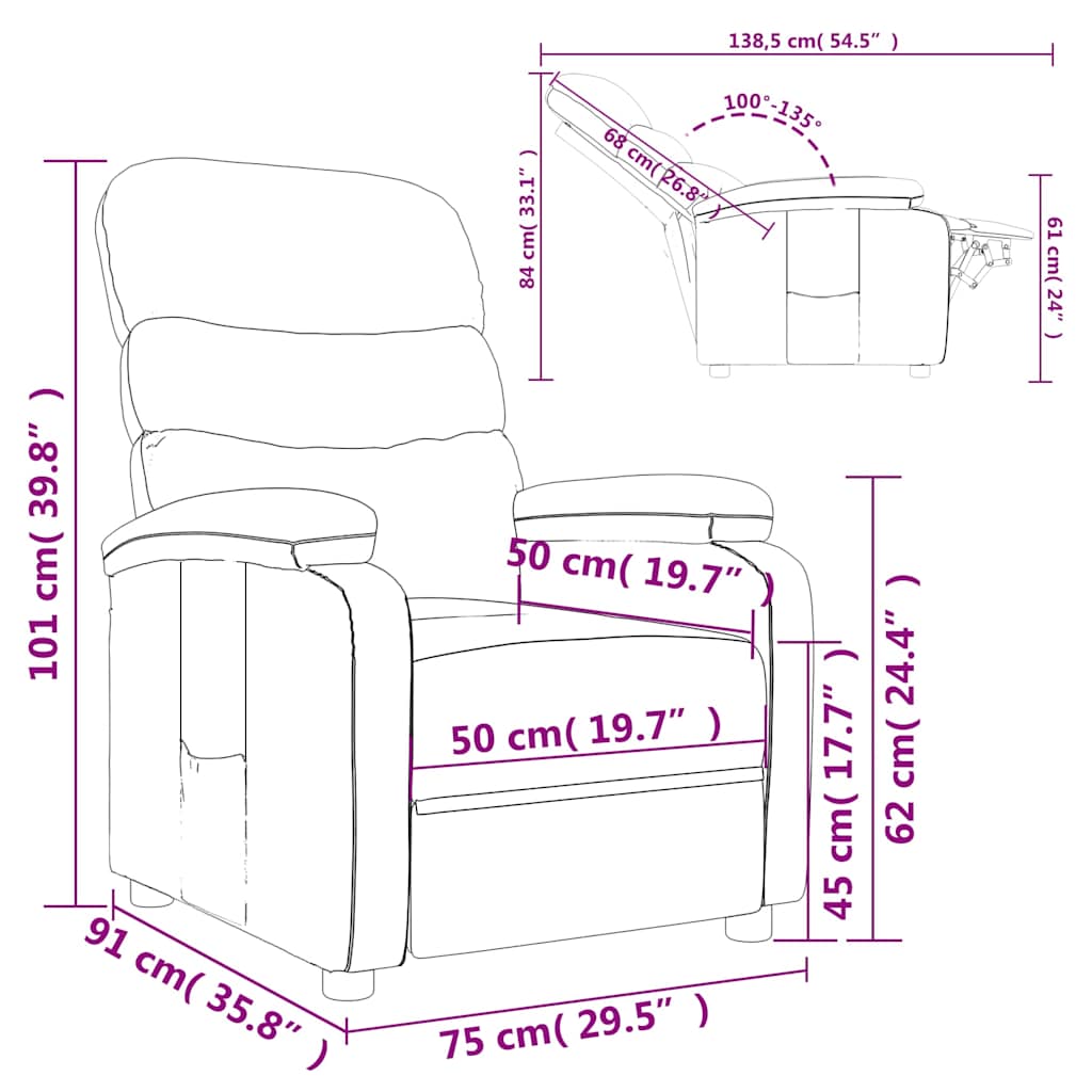 Poltrona Reclinabile in Tessuto Nero - homemem39