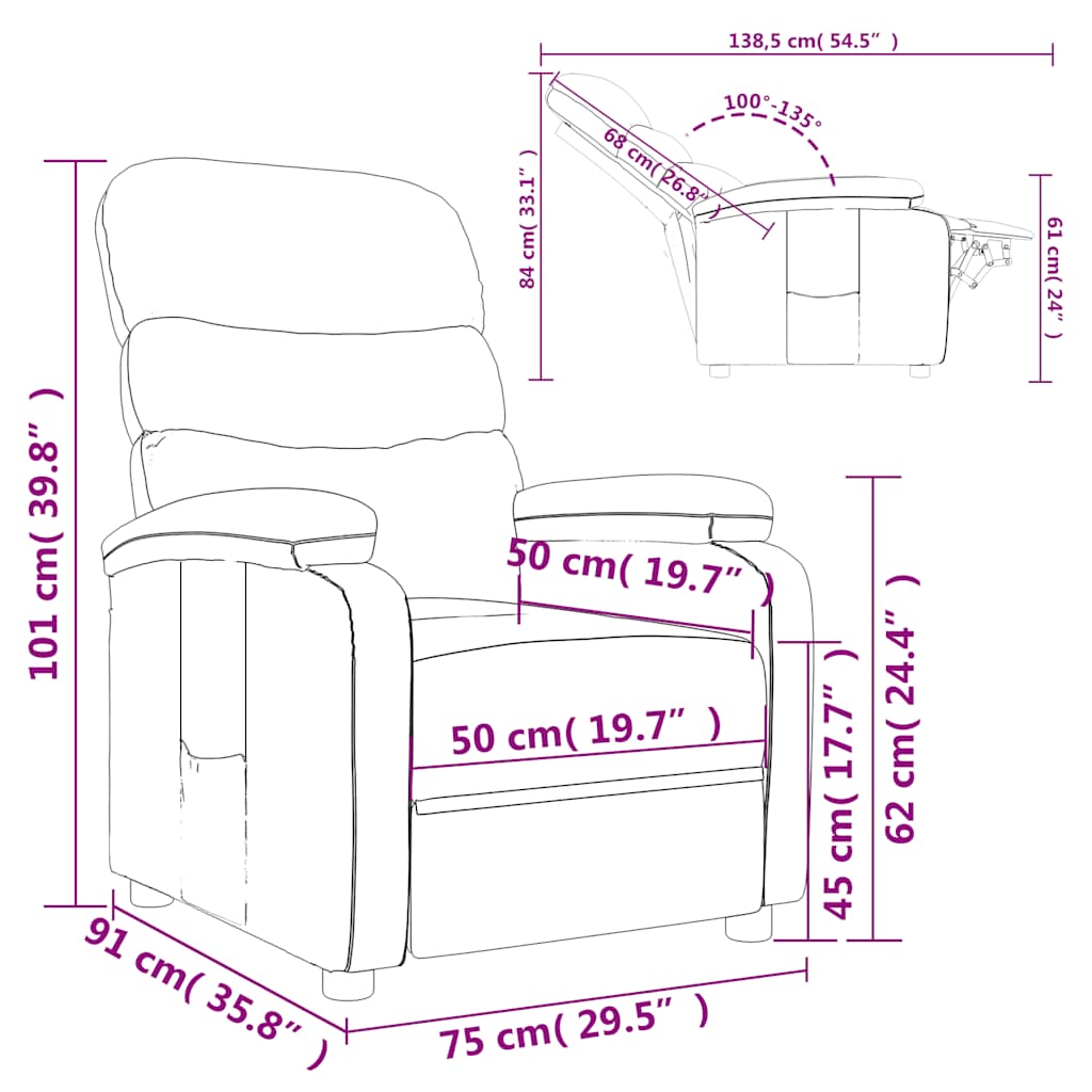 Poltrona Reclinabile in Tessuto Crema - homemem39