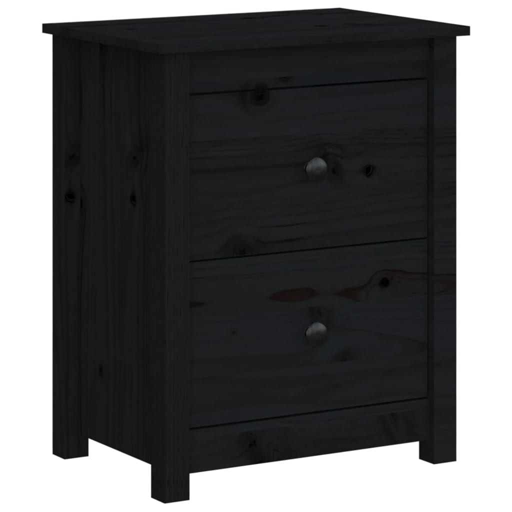 Comodini 2 pz Neri 50x35x61,5 cm in Legno Massello di Pino - homemem39