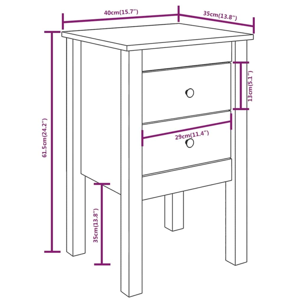 Comodini 2 pz ambra 40x35x61,5 cm in Legno Massello di Pino - homemem39
