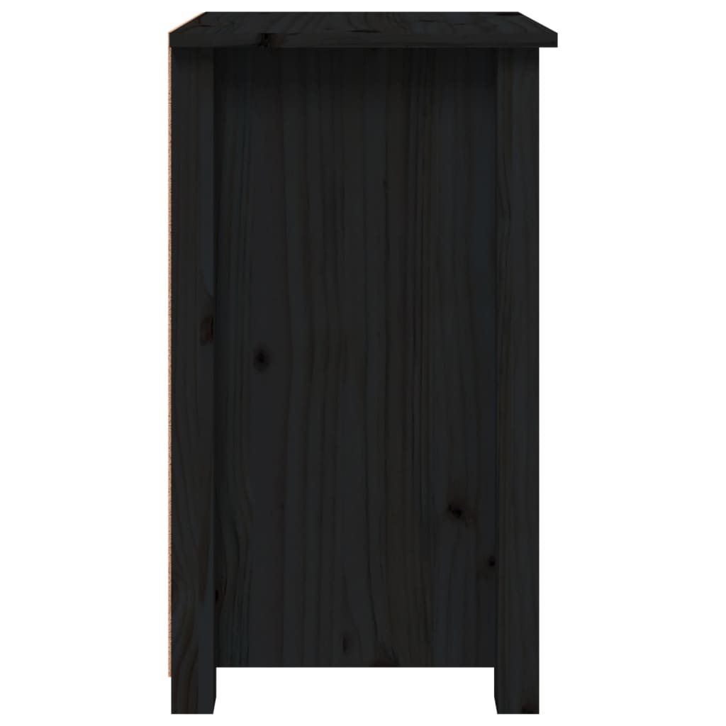 Comodini 2 pz Nera 40x35x61,5 cm in Legno Massello di Pino