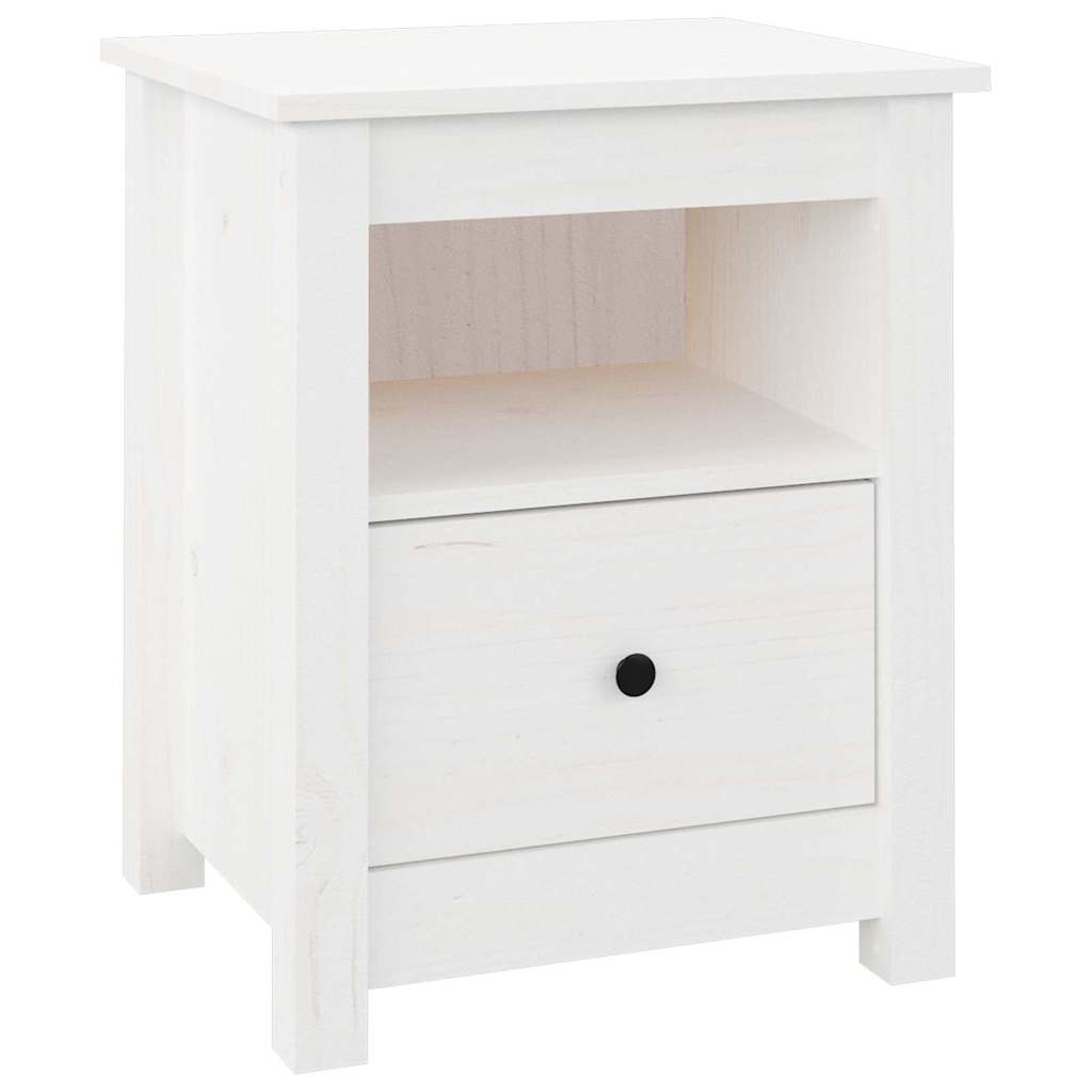 Comodini 2 pz Bianchi 40x35x49 cm in Legno Massello di Pino - homemem39