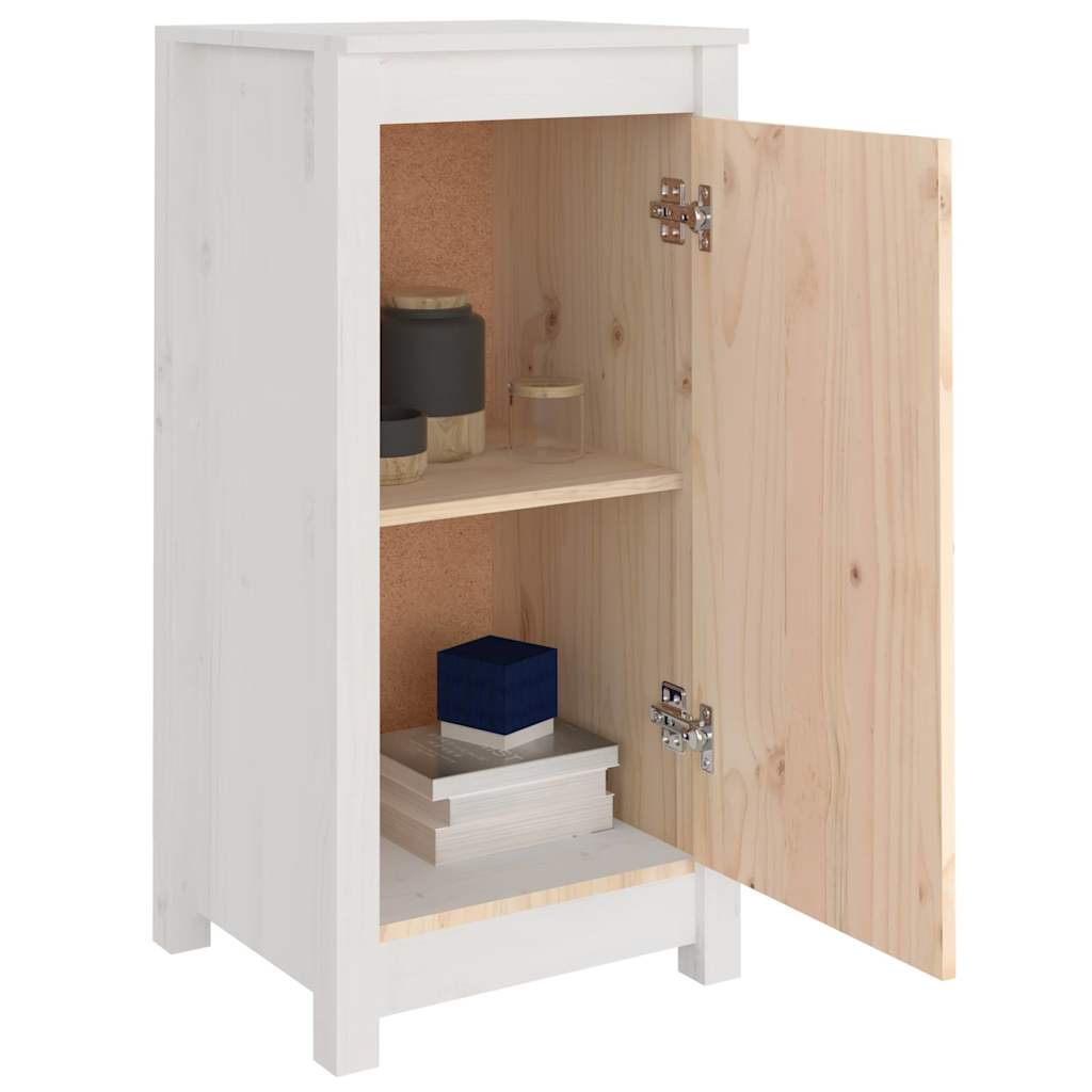 Credenze 2 pz Bianche 39x35x80 cm in Legno Massello di Pino