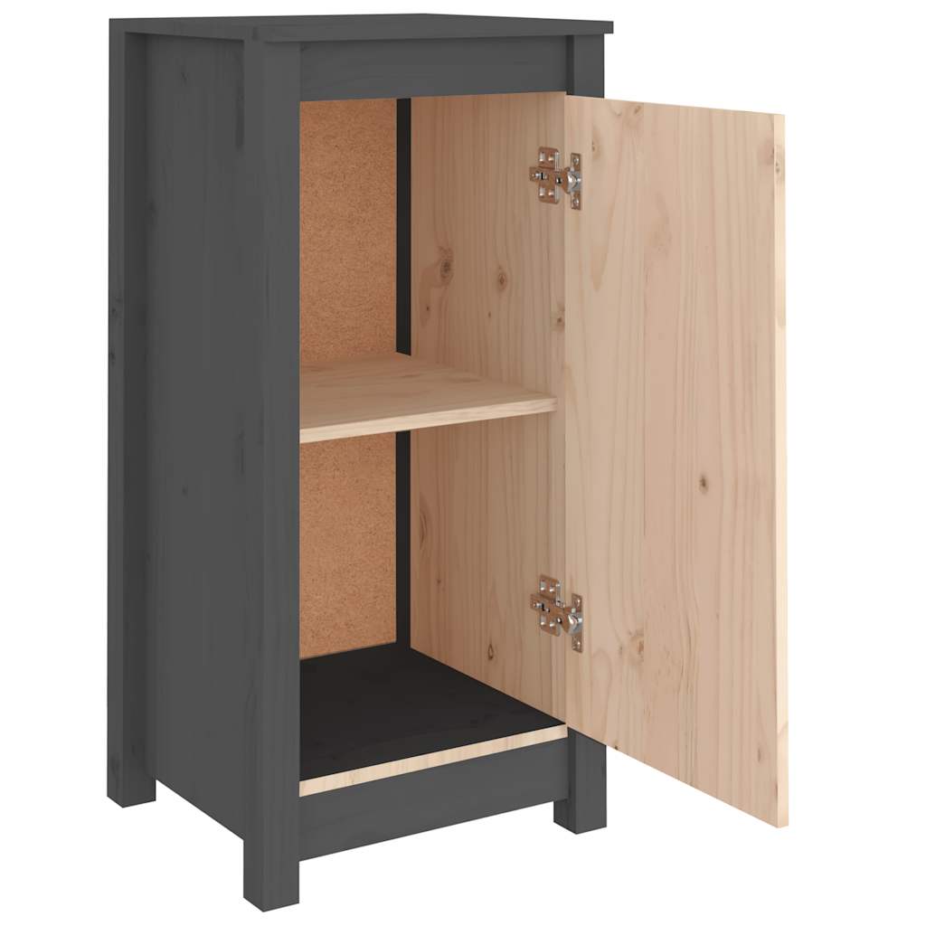 Credenze 2 pz Grigie 39x35x80 cm in Legno Massello di Pino - homemem39