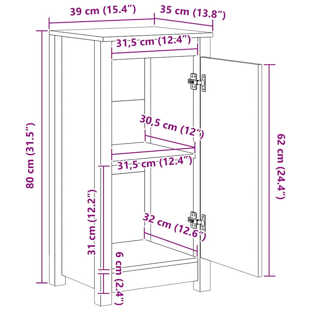 Credenze 2 pz Grigie 39x35x80 cm in Legno Massello di Pino - homemem39