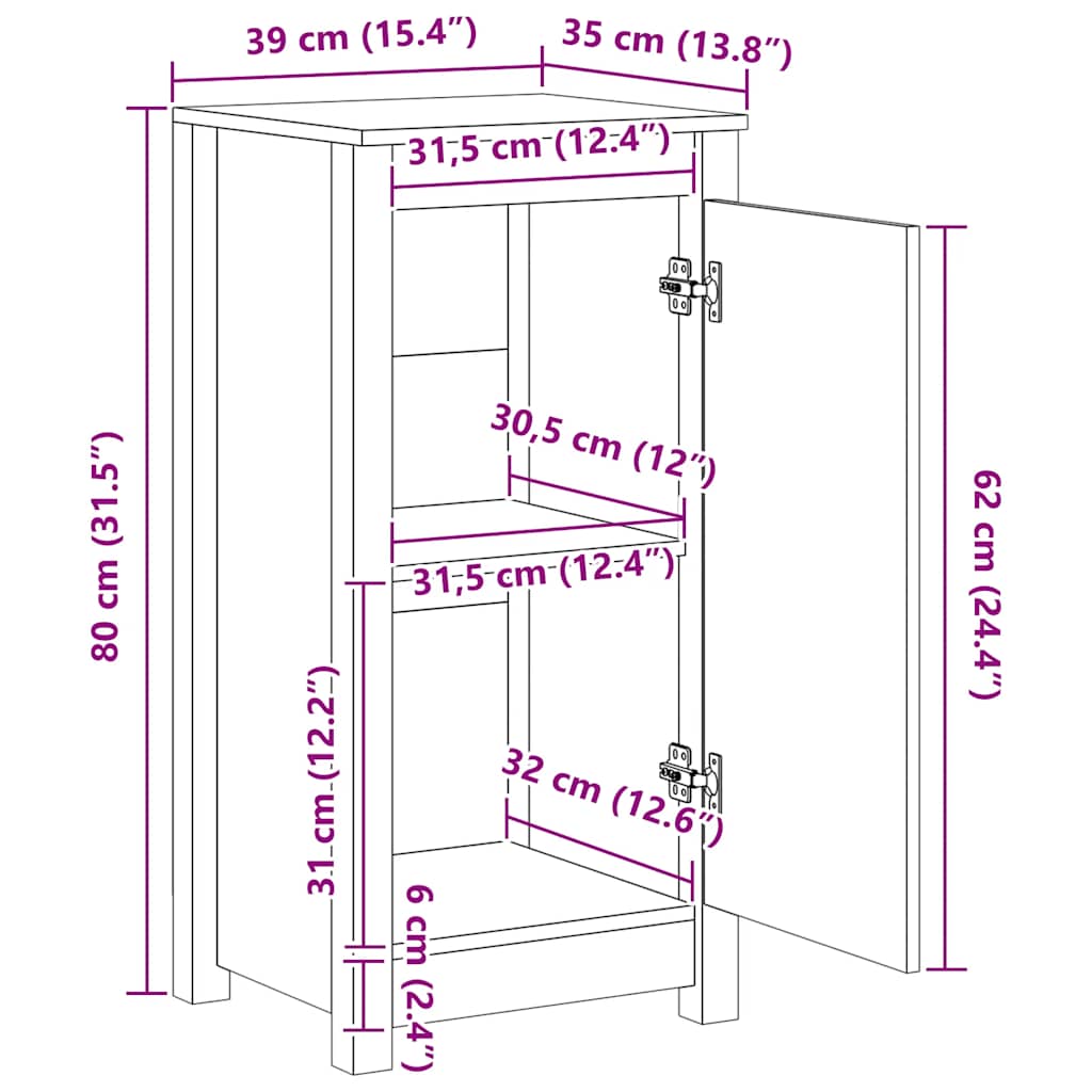 Credenze 2 pz Ambra 39x35x80 cm in Legno Massello di Pino - homemem39
