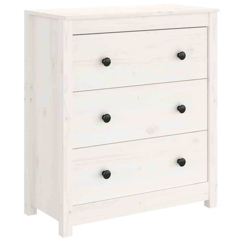 Credenza Bianca 70x35x80 cm in Legno Massello di Pino - homemem39
