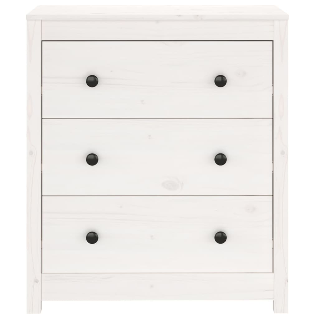 Credenza Bianca 70x35x80 cm in Legno Massello di Pino - homemem39