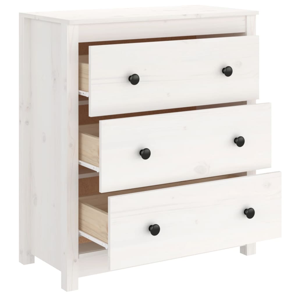 Credenza Bianca 70x35x80 cm in Legno Massello di Pino - homemem39