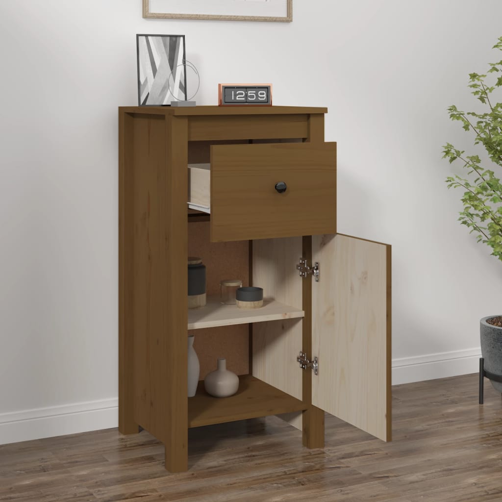 Credenza Marrone Ambrato 40x35x80 cm in Legno Massello di Pino - homemem39