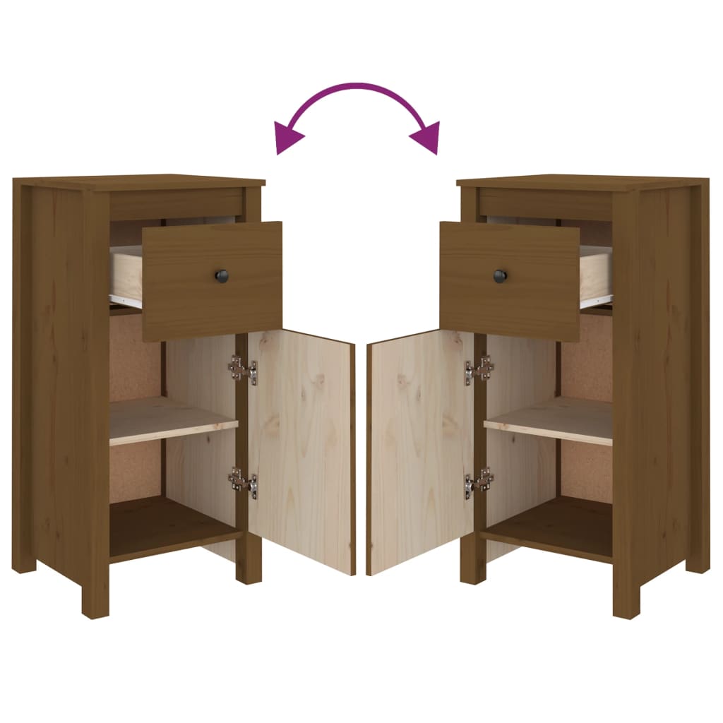 Credenza Marrone Ambrato 40x35x80 cm in Legno Massello di Pino - homemem39