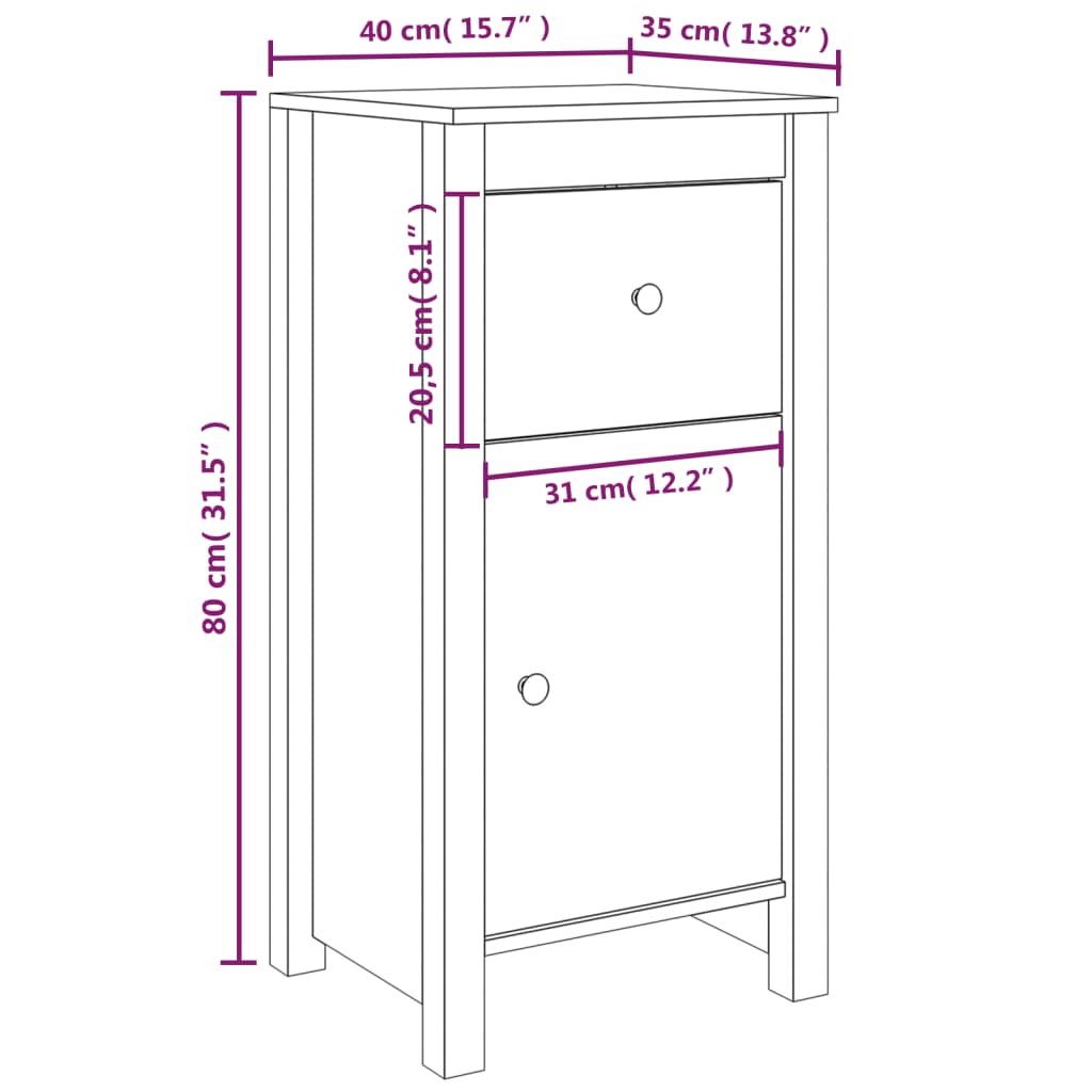 Credenza Marrone Ambrato 40x35x80 cm in Legno Massello di Pino - homemem39