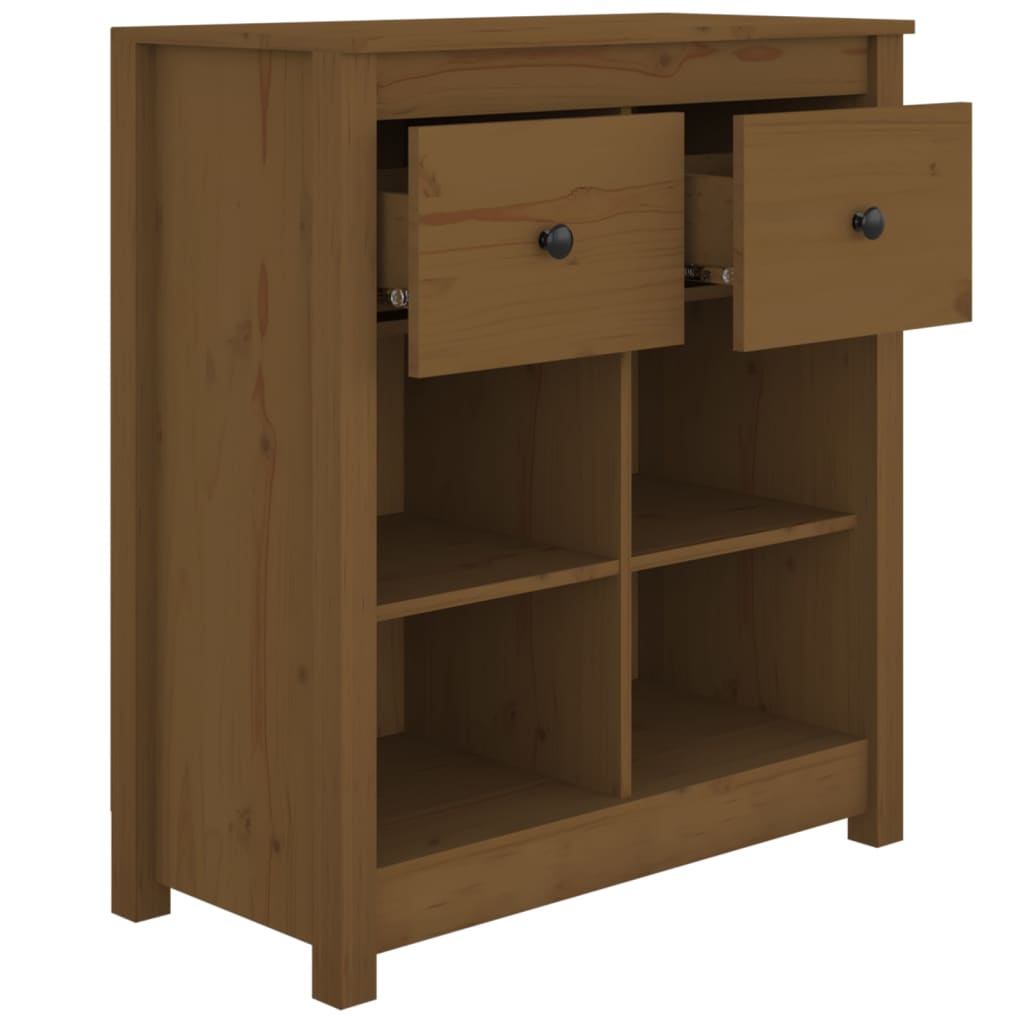 Credenza Marrone 70x35x80 cm in Legno Massello di Pino - homemem39