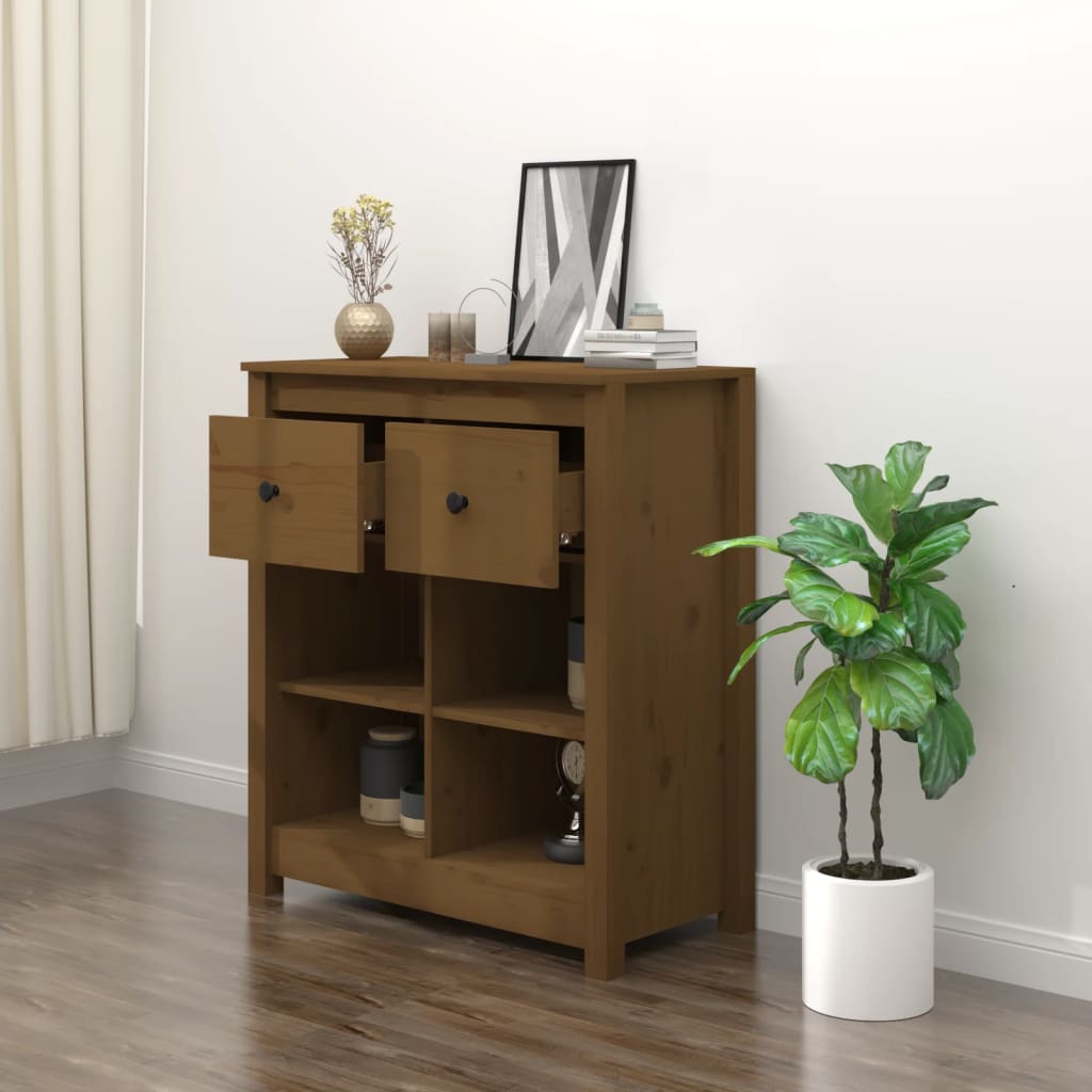 Credenza Marrone 70x35x80 cm in Legno Massello di Pino - homemem39