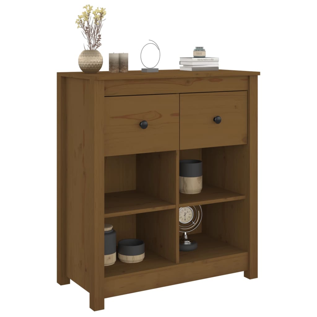 Credenza Marrone 70x35x80 cm in Legno Massello di Pino - homemem39