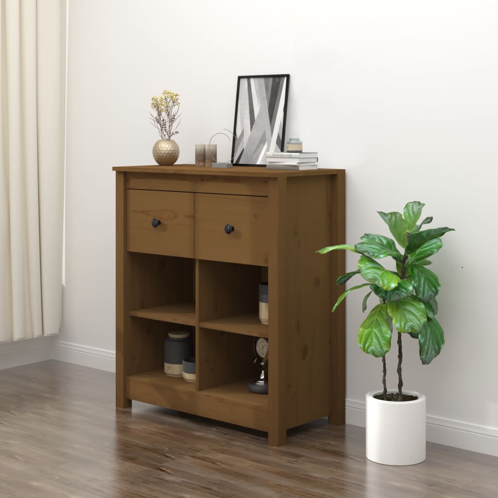 Credenza Marrone 70x35x80 cm in Legno Massello di Pino - homemem39
