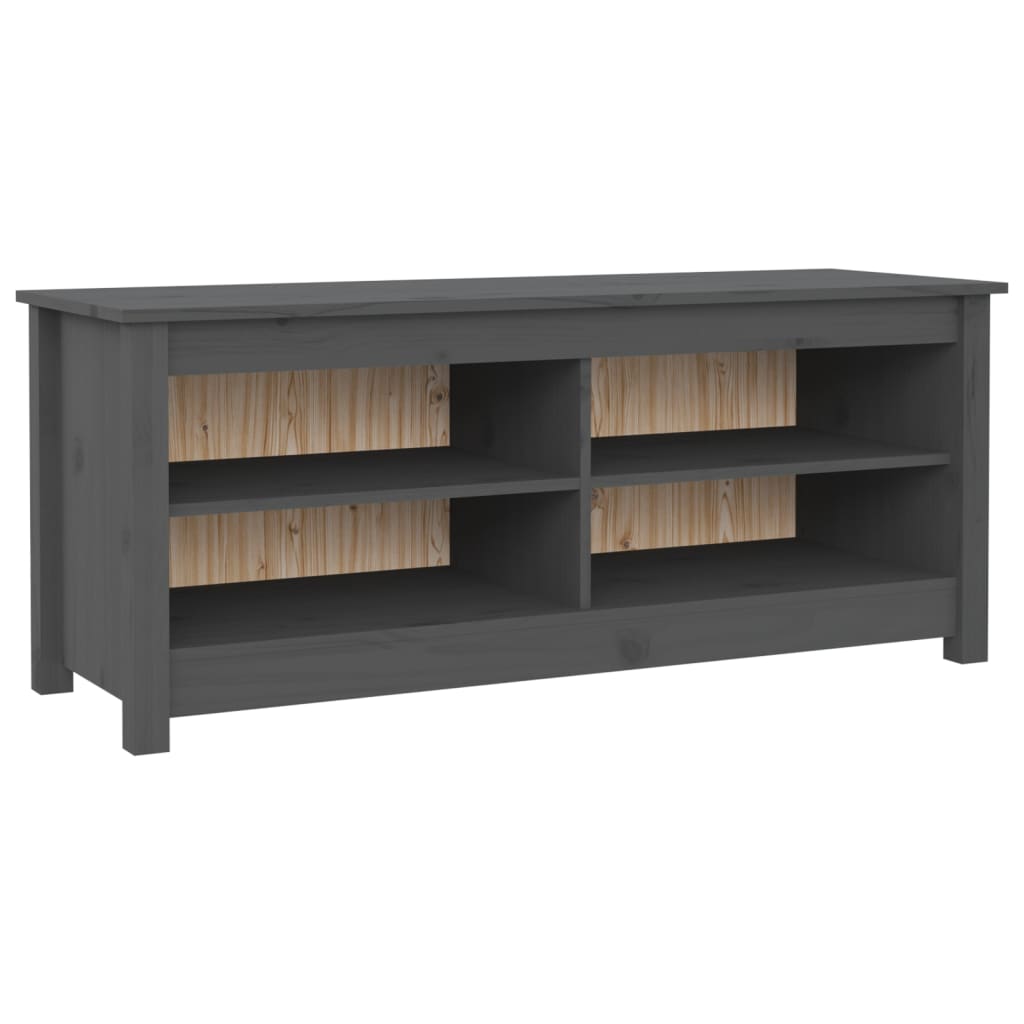 Scarpiera Grigia 110x38x45,5 cm in Legno Massello di Pino - homemem39
