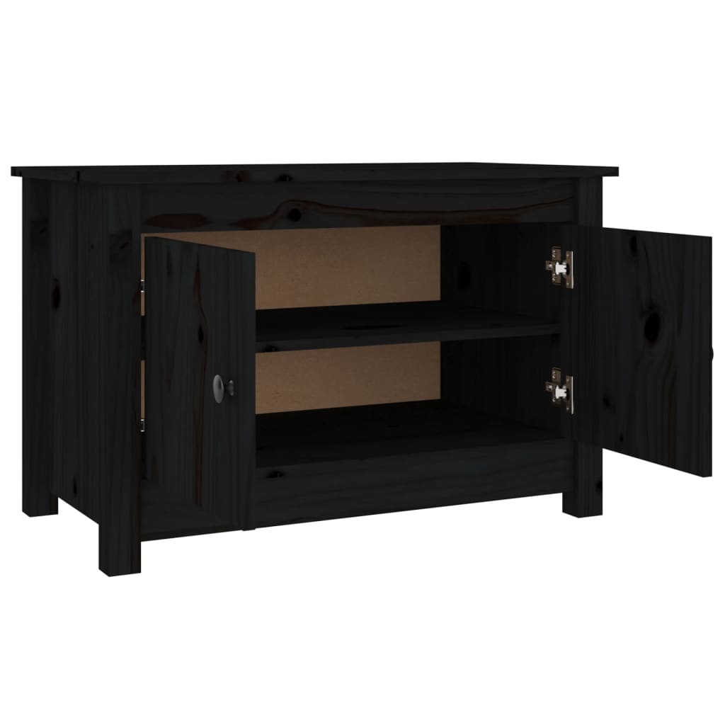 Scarpiera Nera 70x38x45,5 cm in Legno Massello di Pino - homemem39