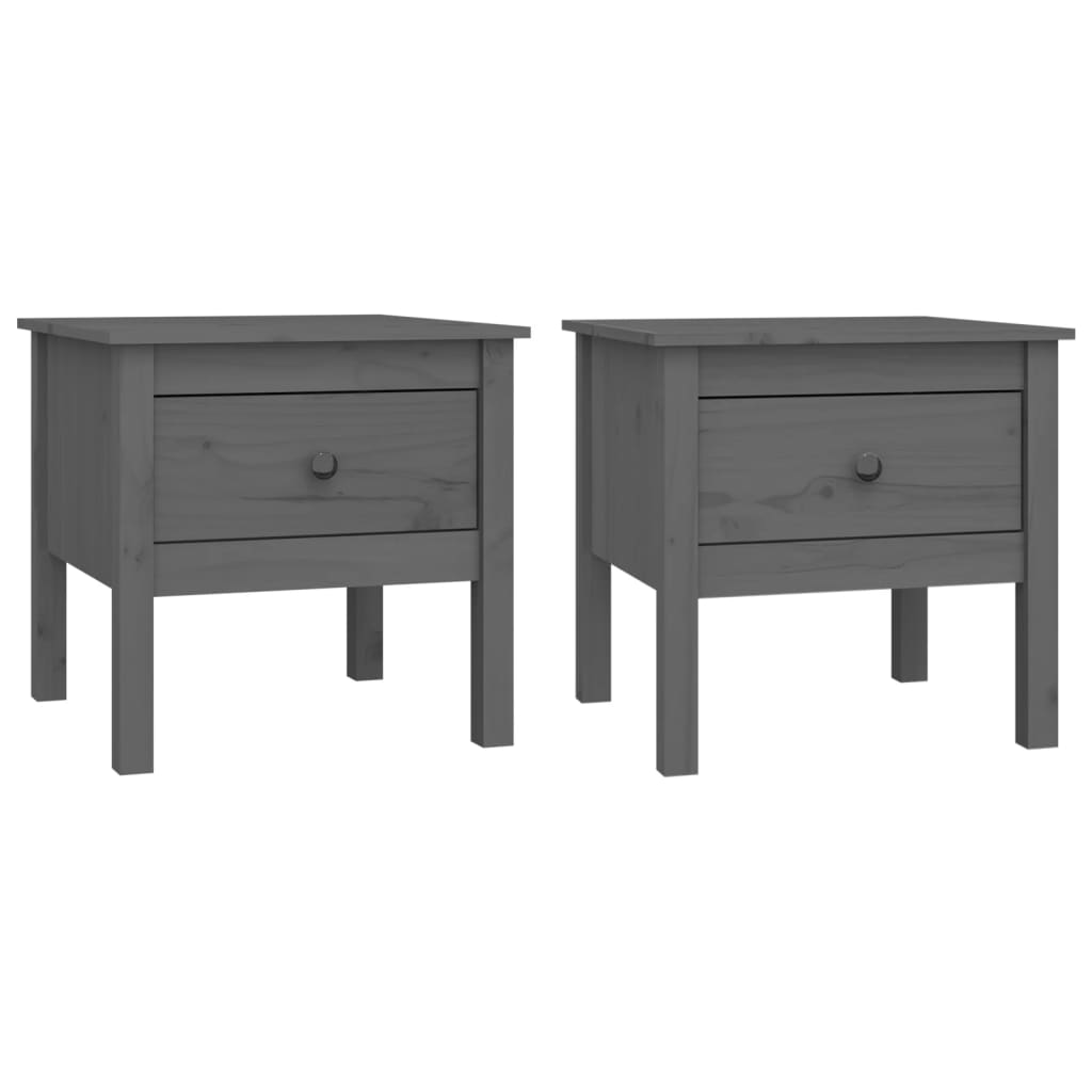 Tavolini 2 pz Grigi 50x50x49 cm Legno Massello di Pino - homemem39