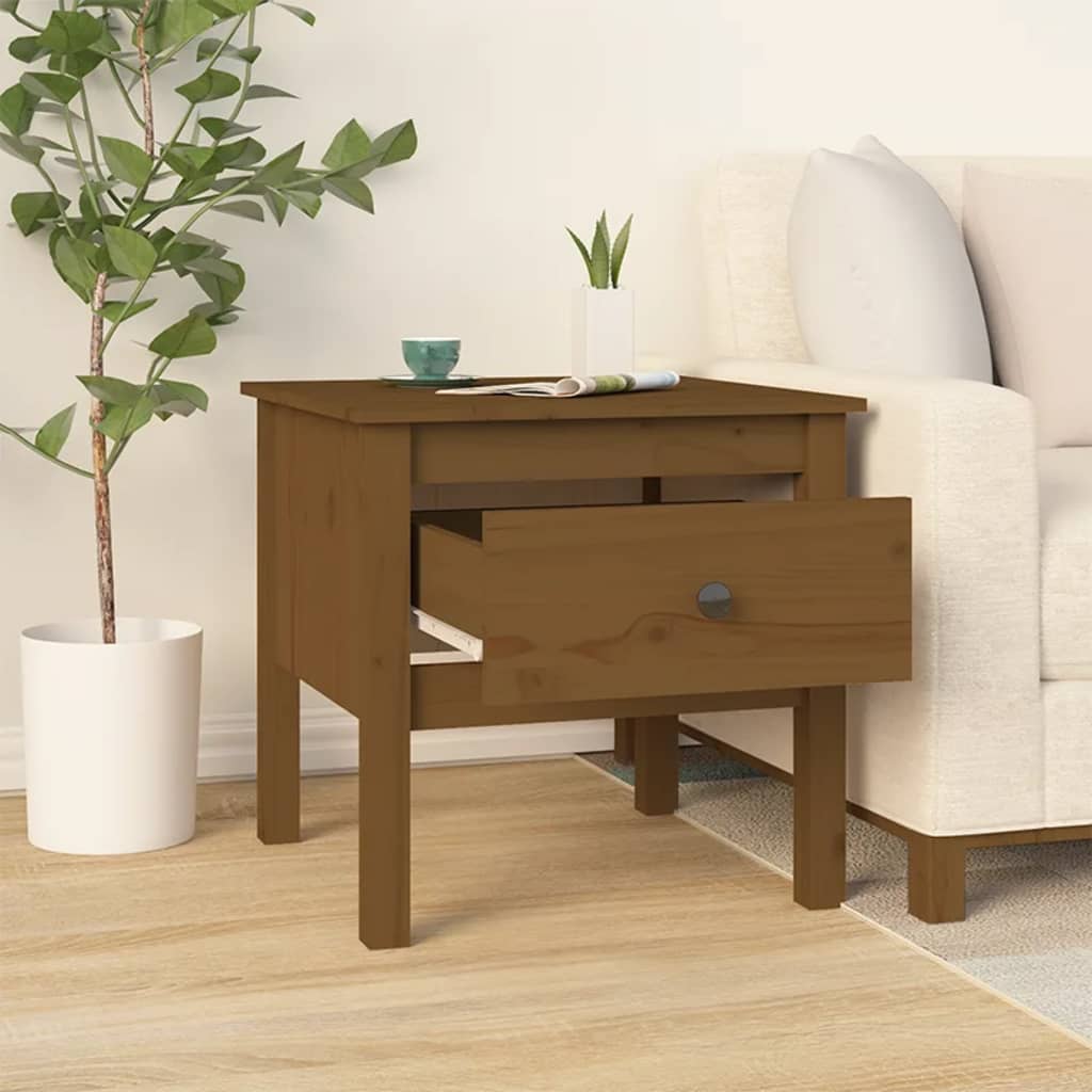 Tavolini 2 pz Marrone Ambrato 50x50x49cm Legno Massello di Pino - homemem39