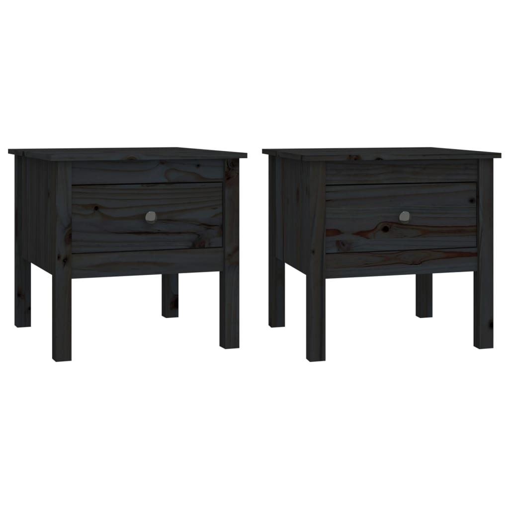 Coffee tables 2 pcs Black 50x50x49 cm in Solid Pine Wood