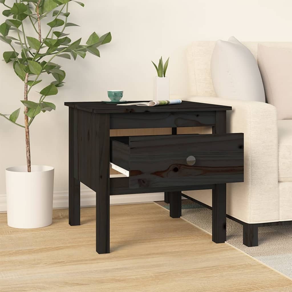 Coffee tables 2 pcs Black 50x50x49 cm in Solid Pine Wood