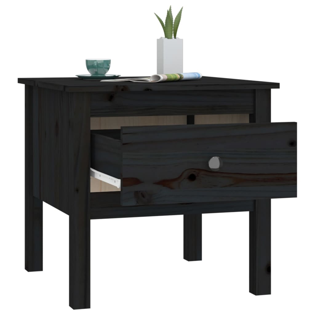 Coffee tables 2 pcs Black 50x50x49 cm in Solid Pine Wood