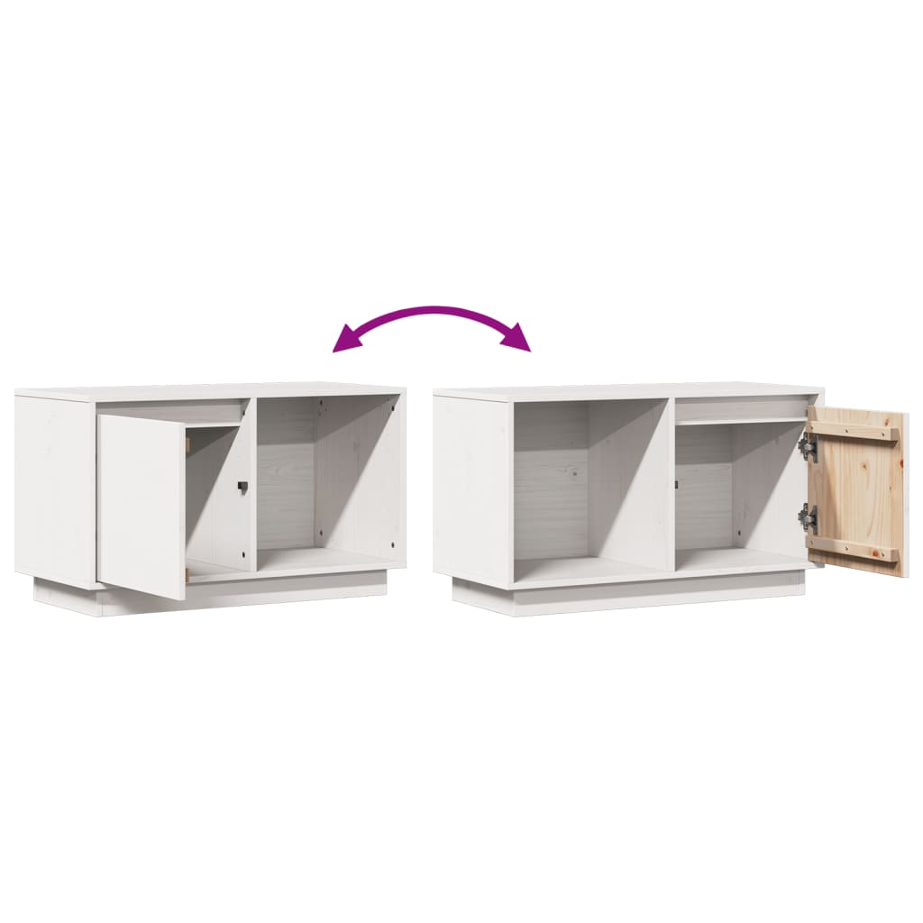 Mobile Porta TV Bianco 74x35x44 cm in Legno Massello di Pino - homemem39