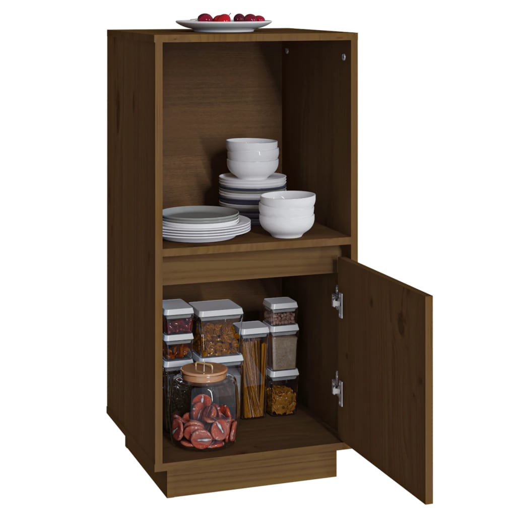 Credenza Marrone Ambrato 38x35x80 cm in Legno Massello di Pino - homemem39