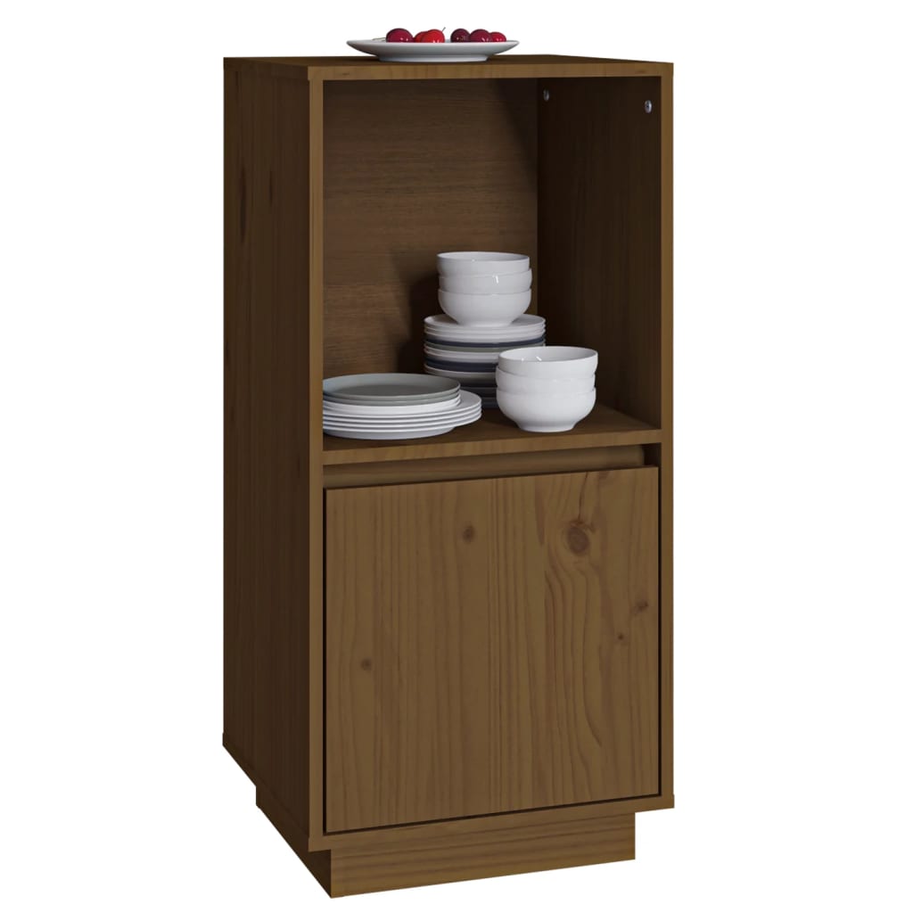 Credenza Marrone Ambrato 38x35x80 cm in Legno Massello di Pino - homemem39