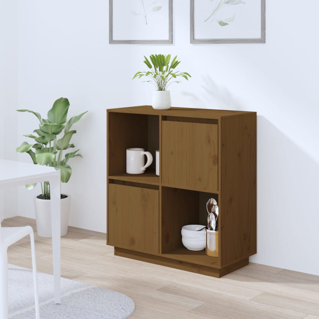 Credenza Marrone Ambrato 74x35x80 cm in Legno Massello di Pino - homemem39