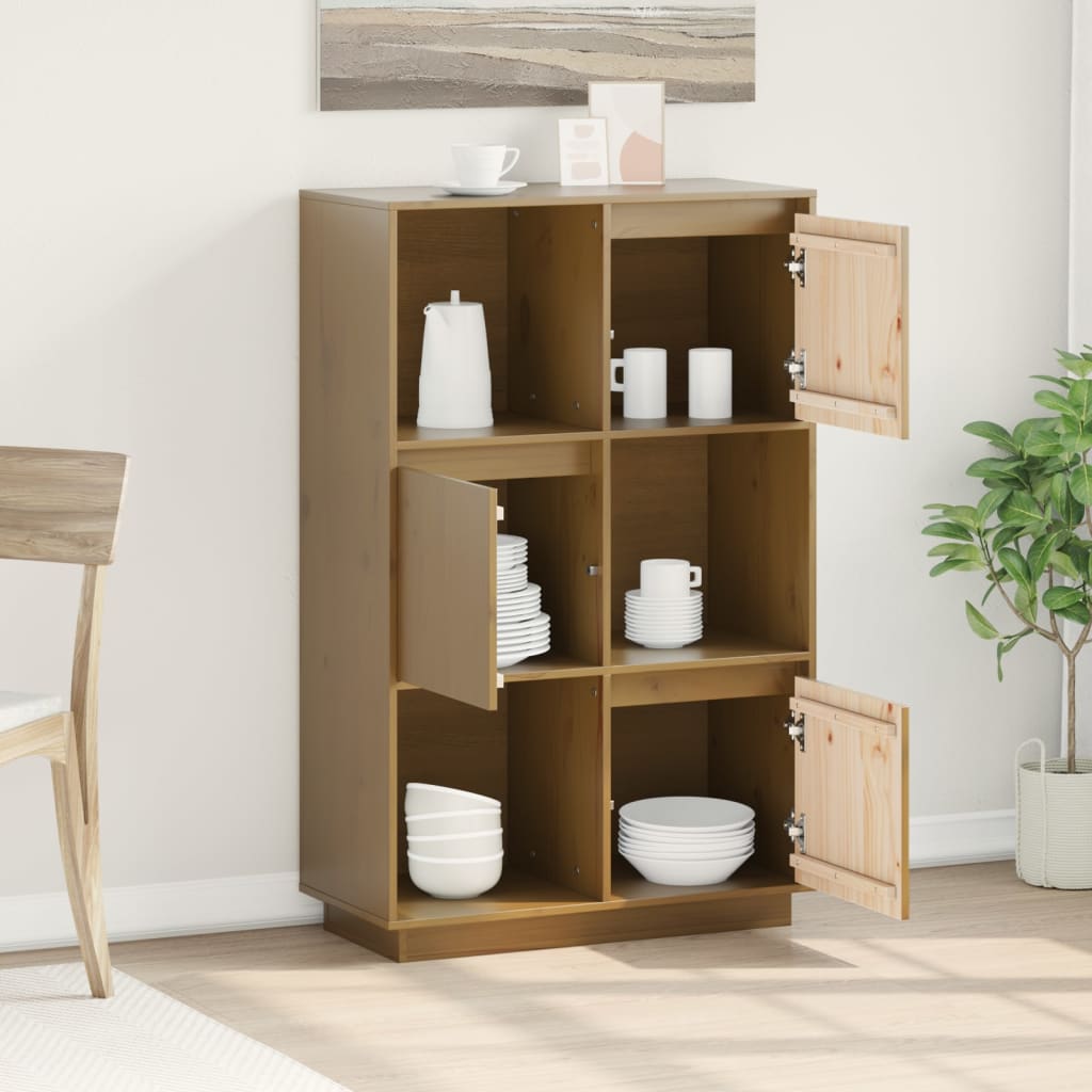 Credenza Marrone Ambrato 74x35x117 cm in Legno Massello di Pino