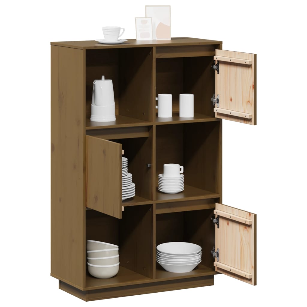 Credenza Marrone Ambrato 74x35x117 cm in Legno Massello di Pino