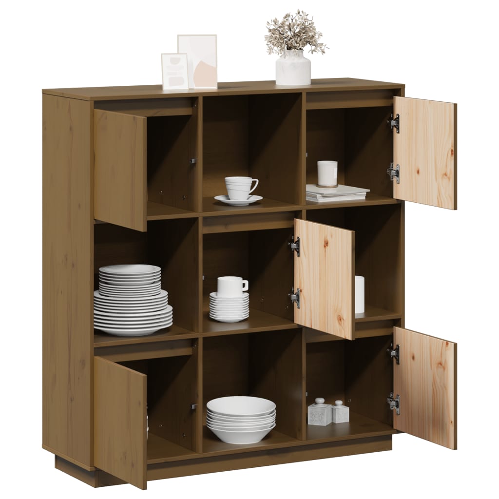 Credenza Marrone Ambrato 110,5x35x117 cm Legno Massello di Pino - homemem39