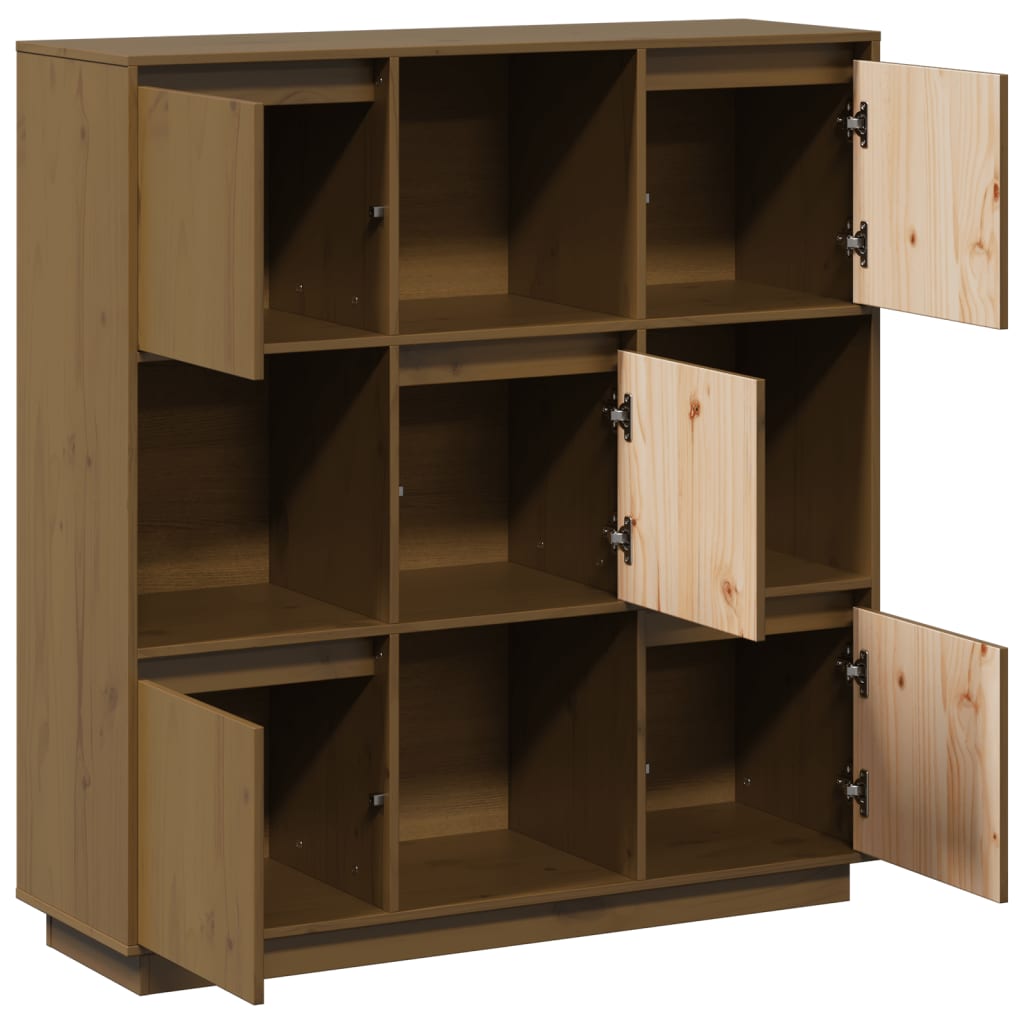 Credenza Marrone Ambrato 110,5x35x117 cm Legno Massello di Pino - homemem39