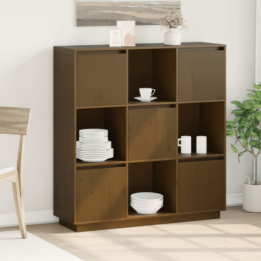 Credenza Marrone Ambrato 110,5x35x117 cm Legno Massello di Pino - homemem39