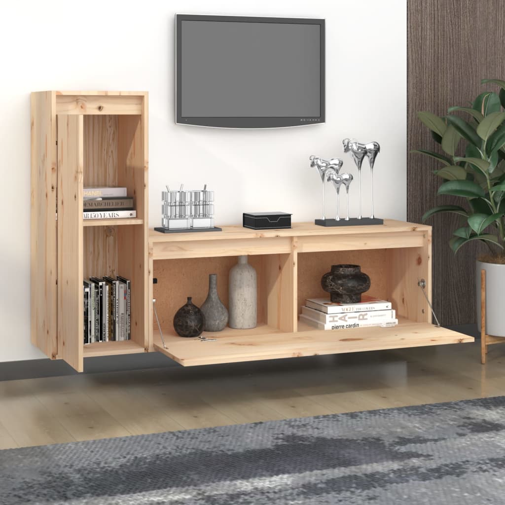 Mobili Porta TV 2 pz in Legno Massello di Pino - homemem39