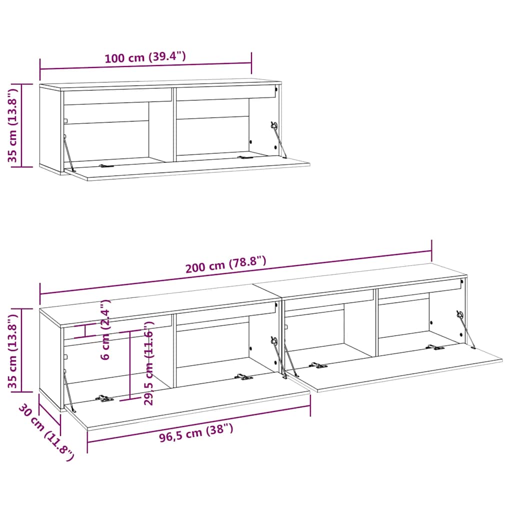 Set Mobile TV 3 pz bianco in legno massello di pino | homemem39