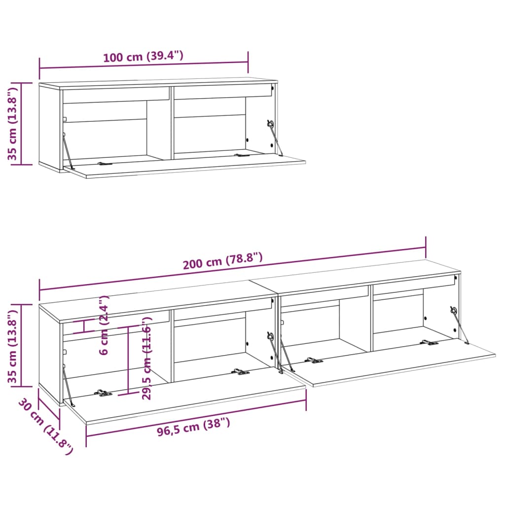 Set Mobile TV 3 pz bianco in legno massello di pino - homemem39