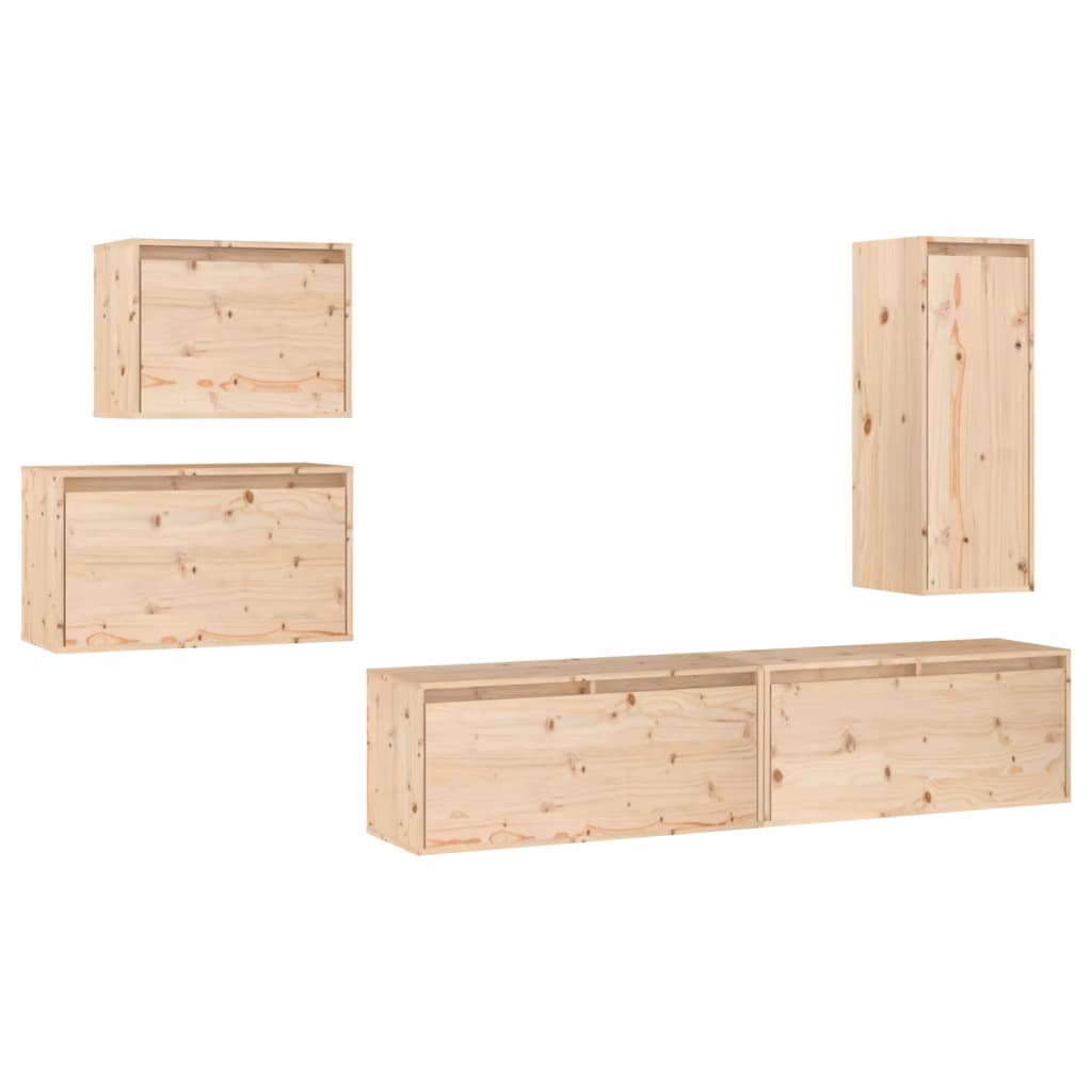 Mobili Porta TV 5 pz in Legno Massello di Pino - homemem39