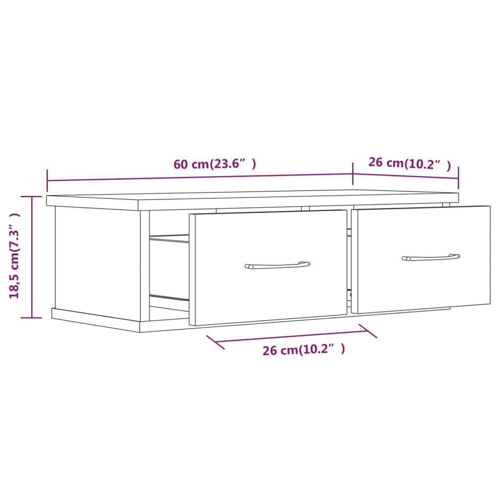Armadietto Parete Rovere Marrone 60x26x18,5cm Legno Multistrato | homemem39