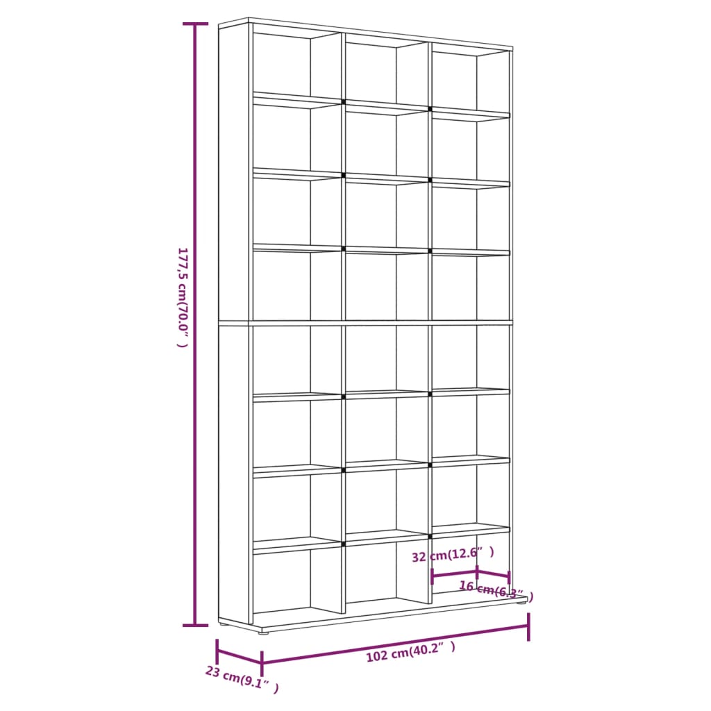Mobile Porta CD Grigio Sonoma 102x23x177,5 cm Legno Multistrato - homemem39