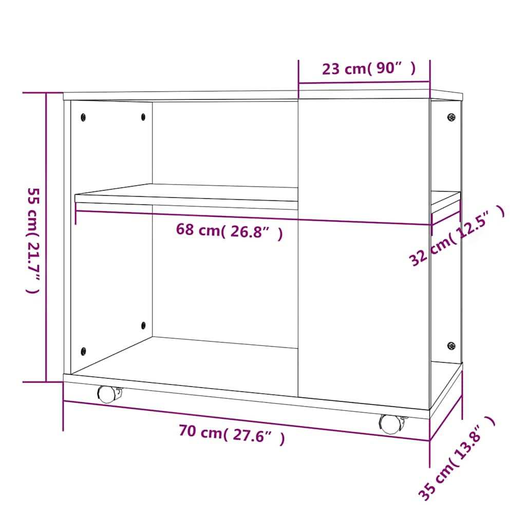 Tavolino da Salotto Rovere Fumo 70x35x60,5cm Legno Multistrato
